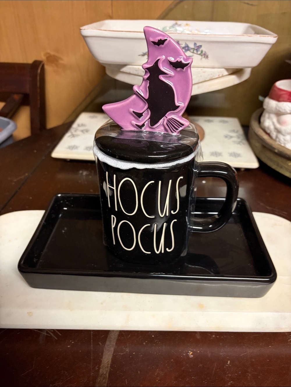Rae Dunn Black 'Hocus Pocus' Mug with Pink Witch Lid